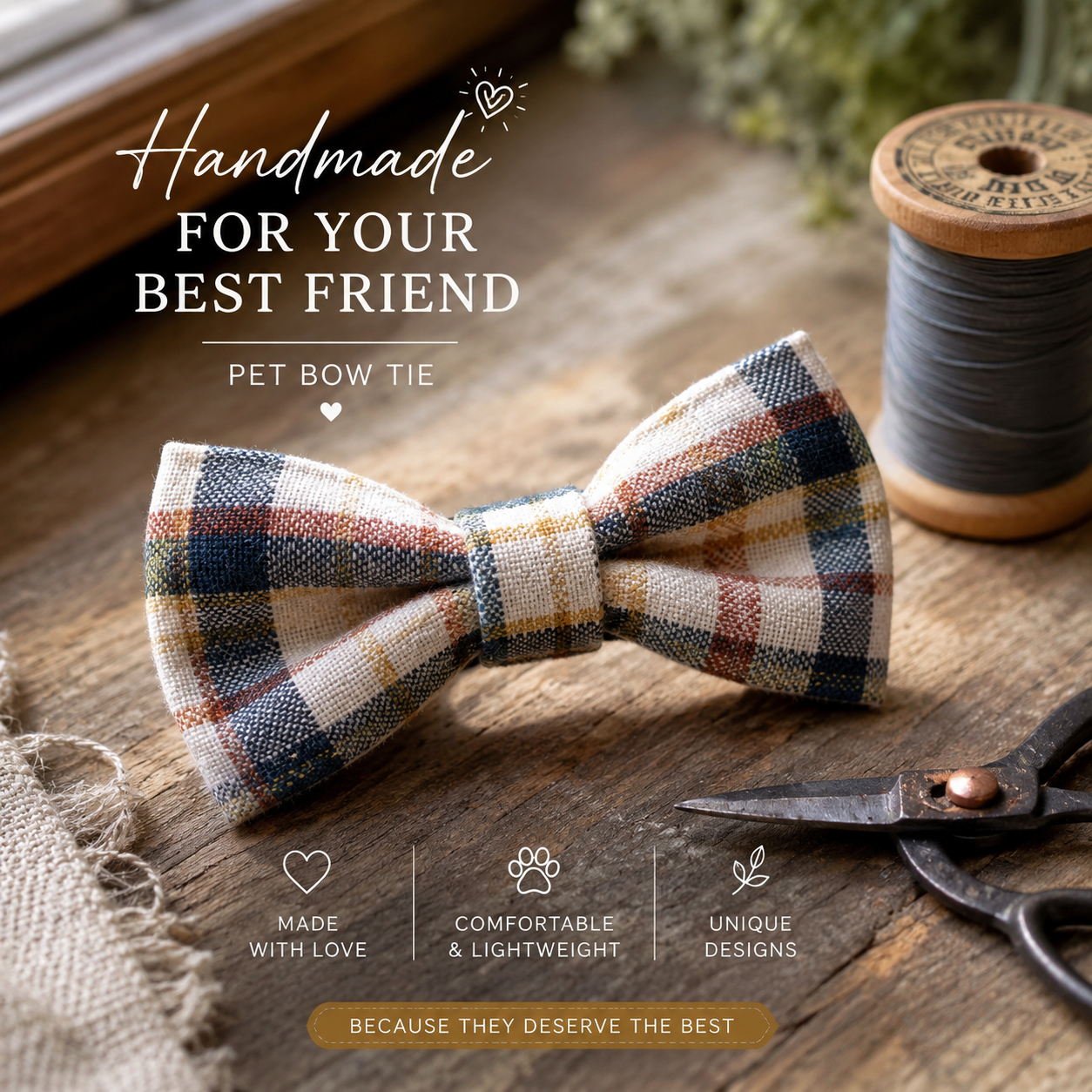 Handstiched Pet Bow Tie